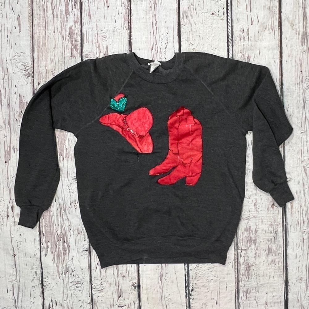 Vintage 1980s Cowgirl Cowboy Rancher Western Cowboy 80s Crewneck Sweatshirt